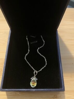 NWT Sterling Silver Necklace with AB Crystal Teardrop Pendant